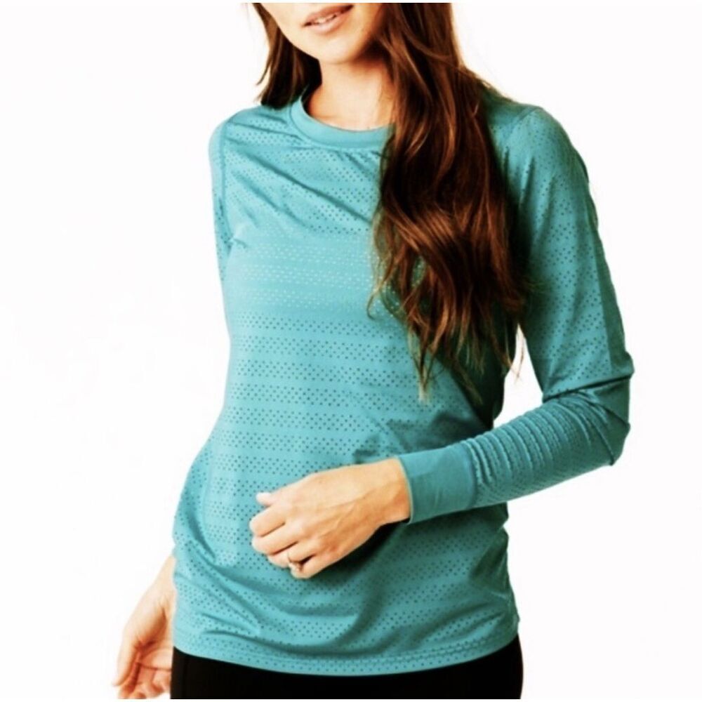 Zyia Active Long Sleeve‎ Perforated Top athletic turquoise Size 2X